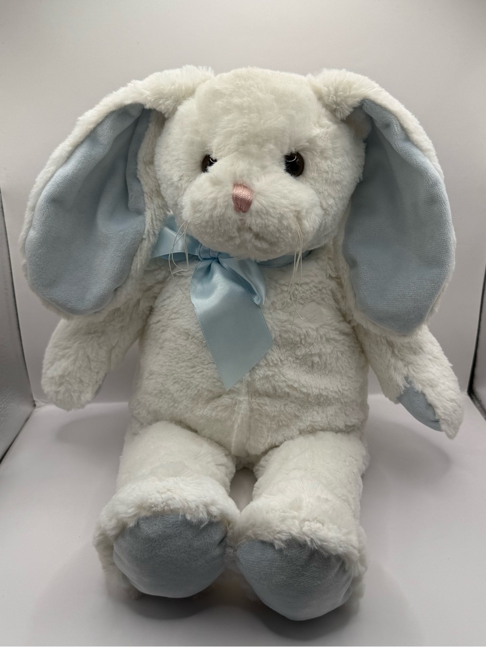 Bearington Baby Blue and White Bunny Rabbit Plush Stuffed Animal